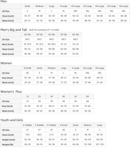 Amazon Size Chart